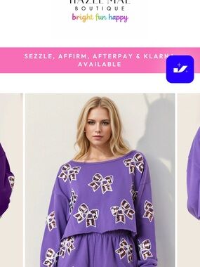 Purple Bow Print Lounge Set